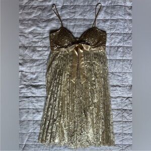 Jovani Gold Lace Sequin Gown